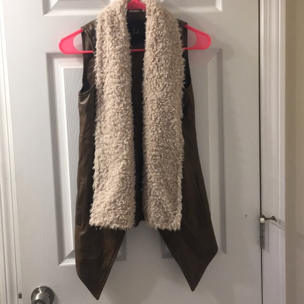 Brown faux leather vest